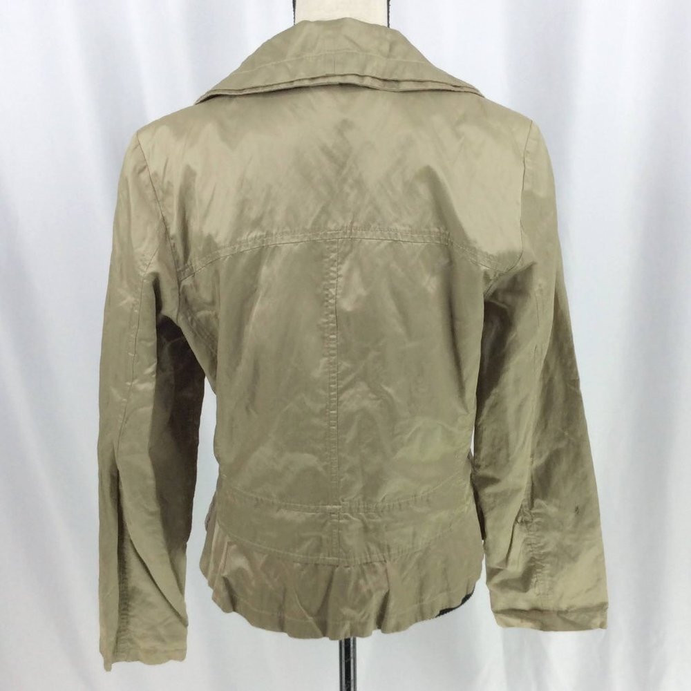 Greenstone Jacket Womens Size 40 UK 6/8 US Gold Beige Ruffle V-Neck DAMAGED - Picture 3 of 13